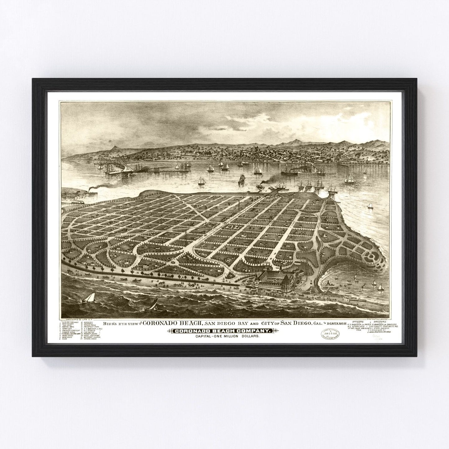 vintage map of San Diego, California, 1880