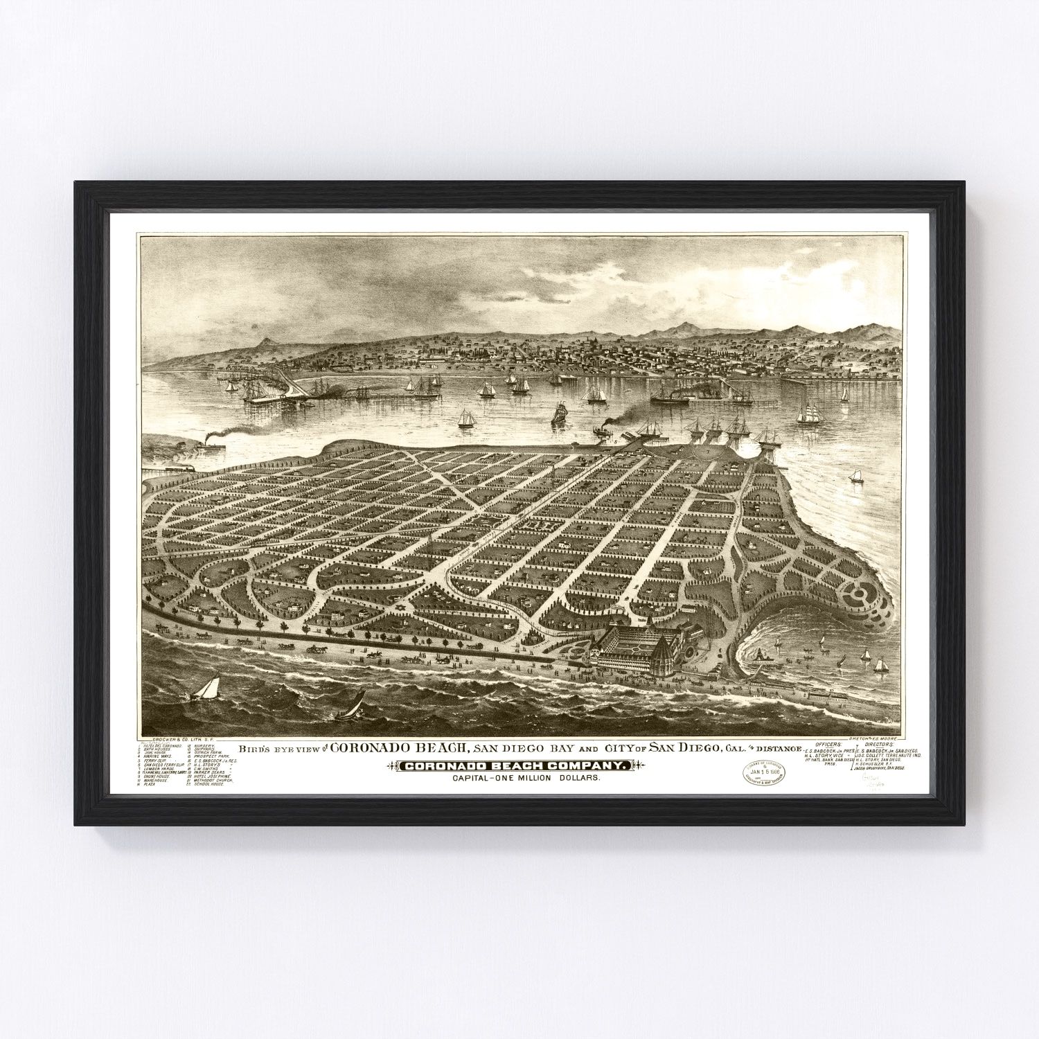 vintage map of San Diego, California, 1880