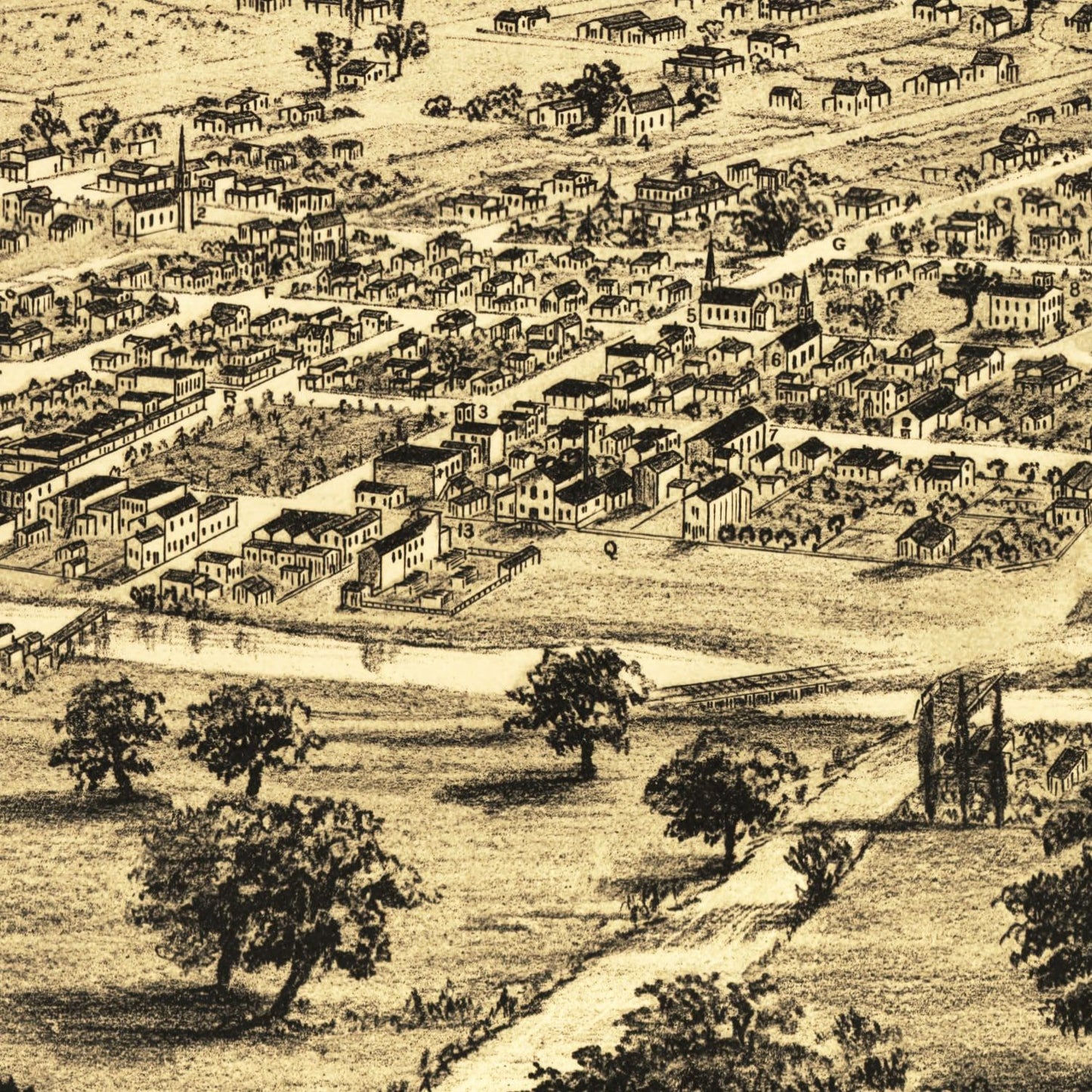Vintage Map of Healdsburg, California, 1876