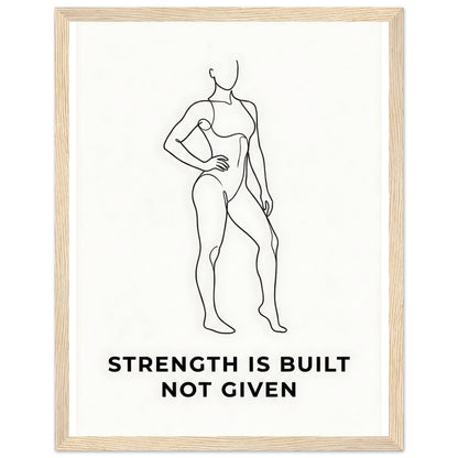 Women Fitness Poster - Strength Is Built Not Given - 27x35 cm / 11x14″ - Wood frame / Ready-to-hang - Sparkycare