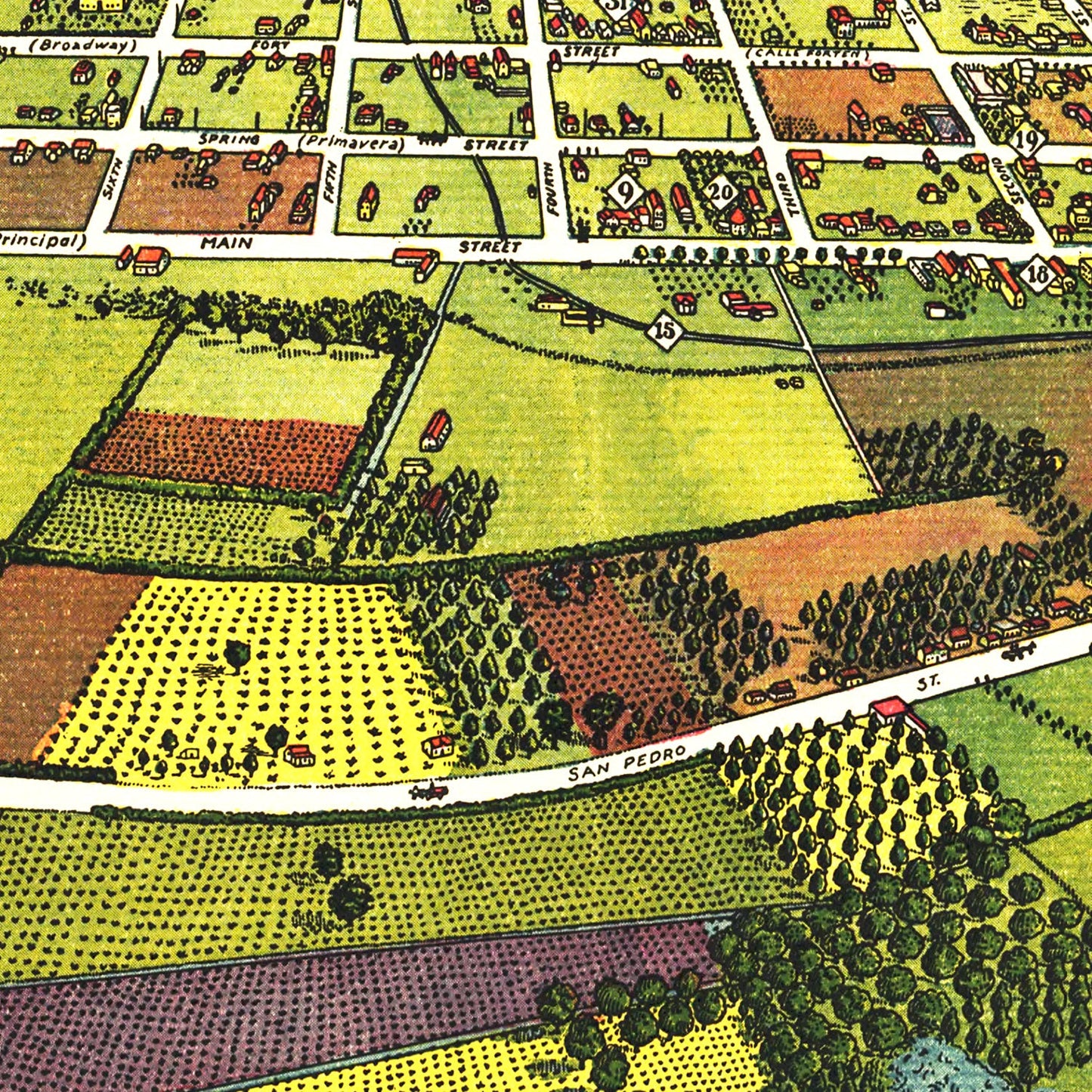 Vintage Map of Los Angeles, California, 1871