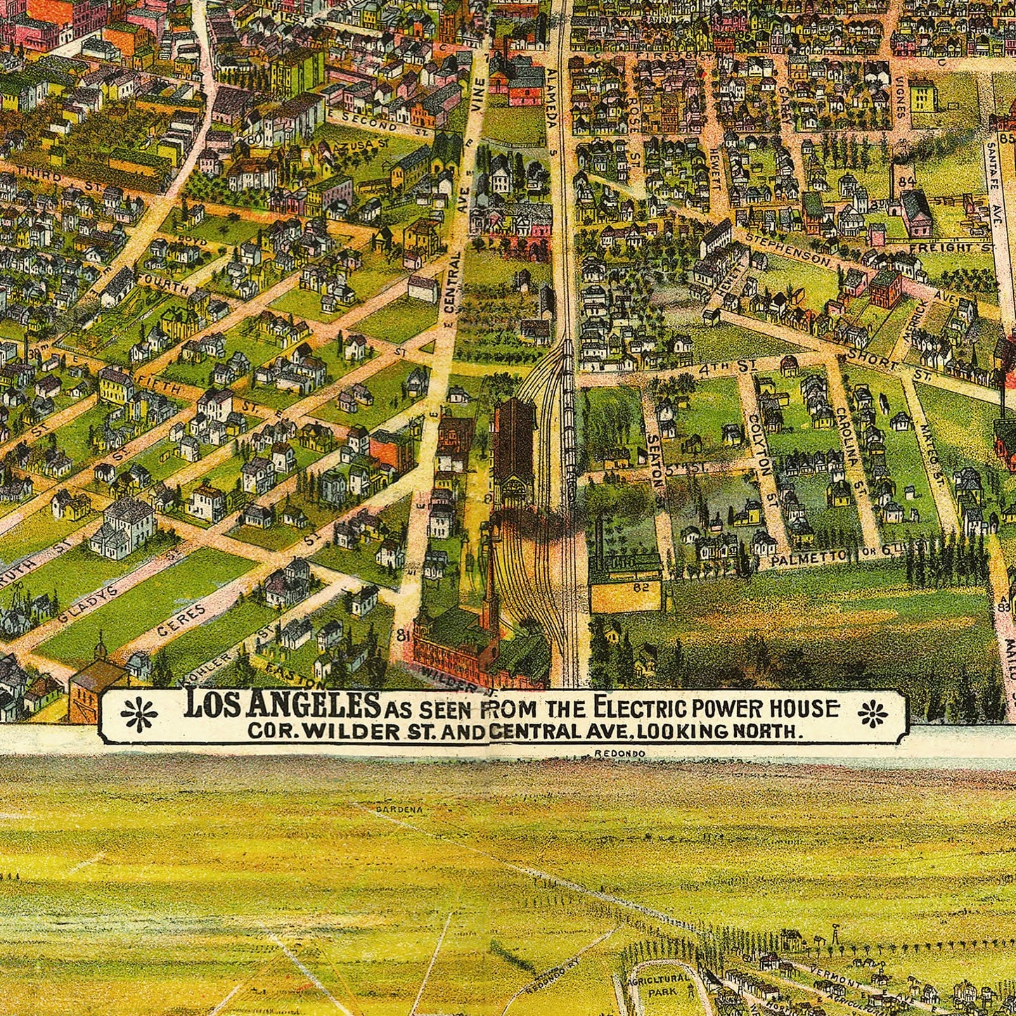 Vintage Map of Los Angeles, California, 1894
