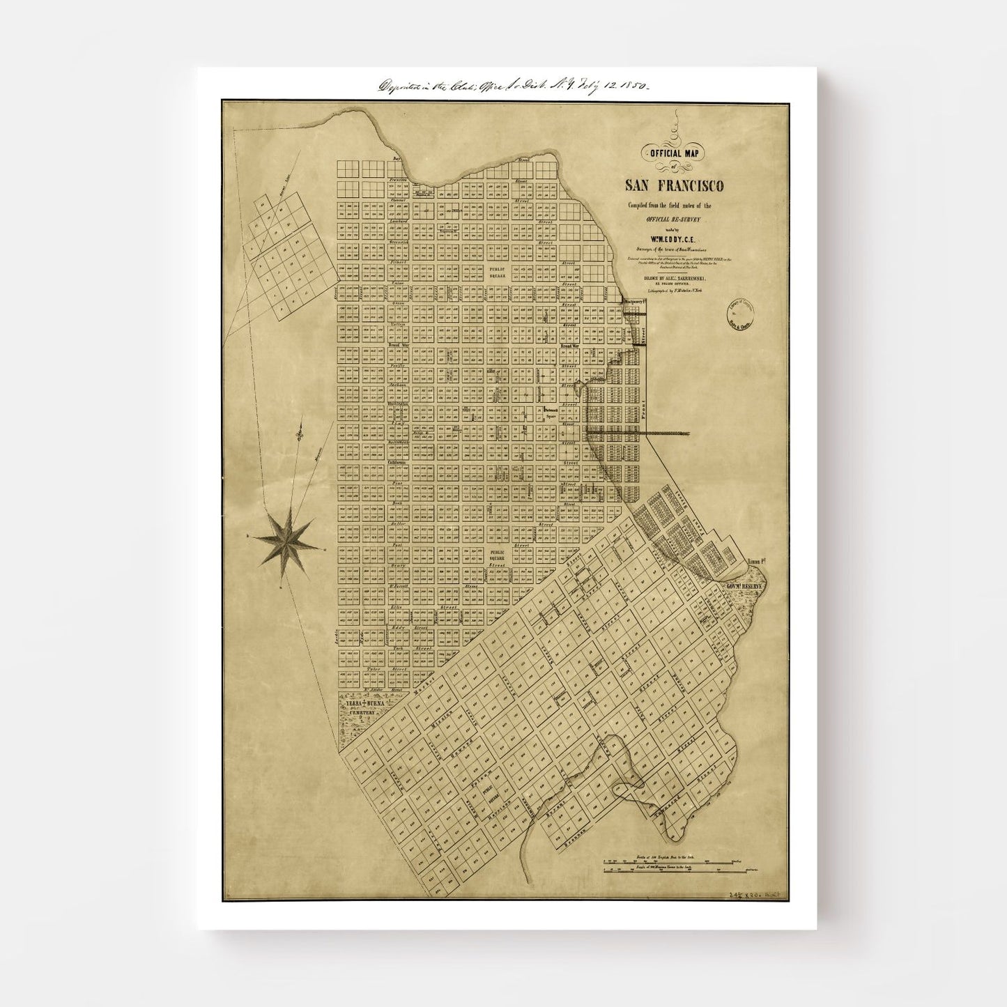 Vintage Map of San Francisco, California, 1849