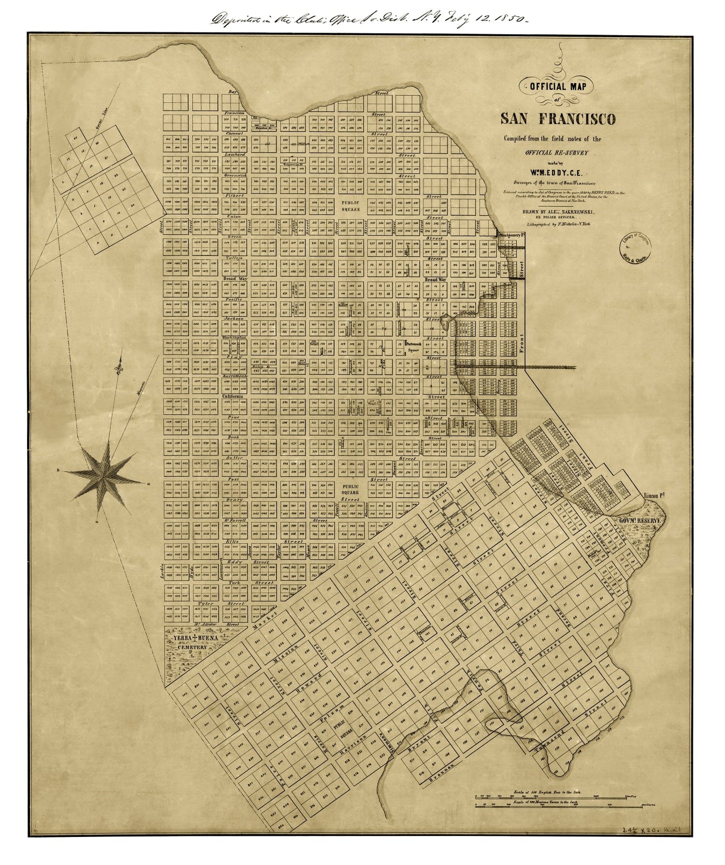 Vintage Map of San Francisco, California, 1849