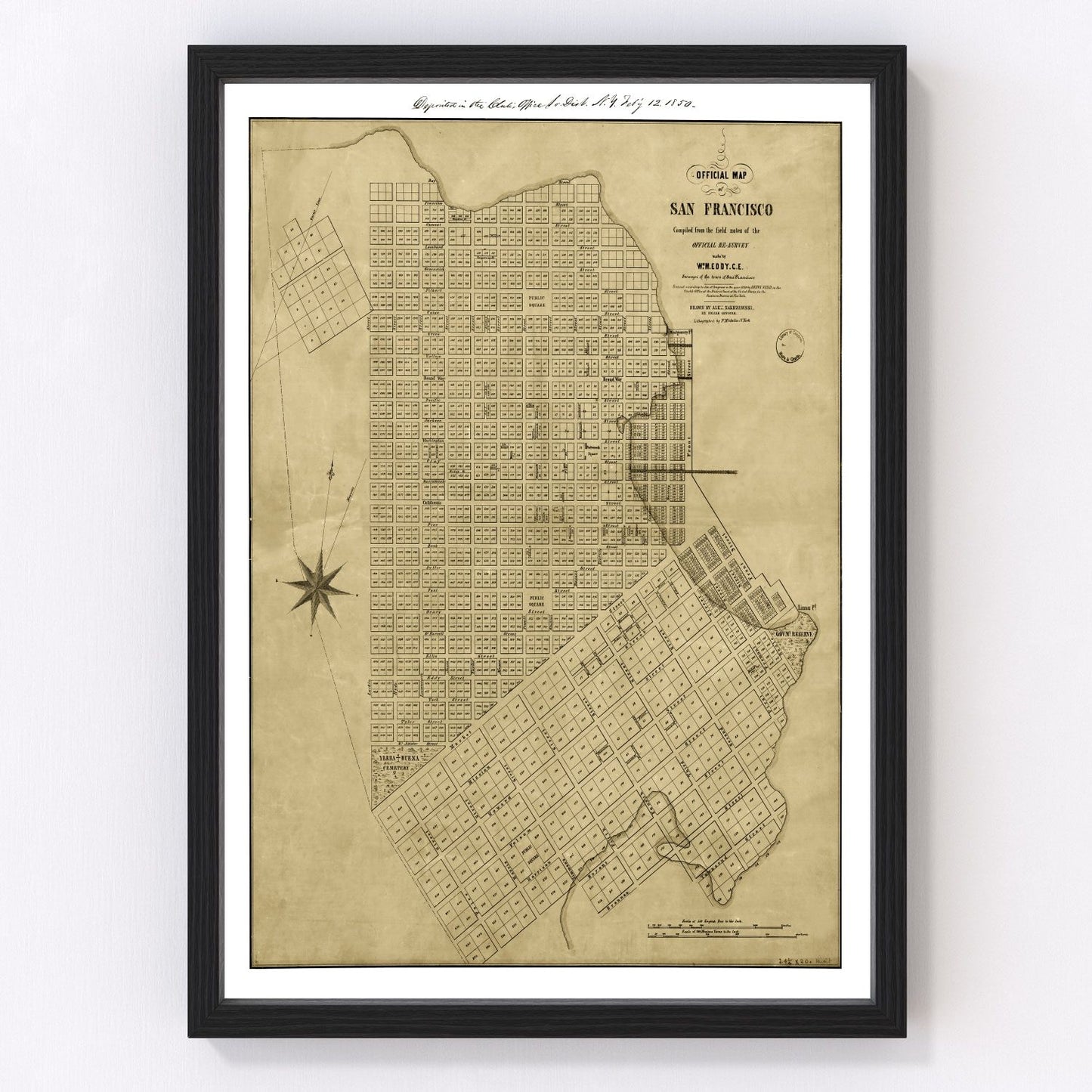 vintage map of San Francisco, California, 1849