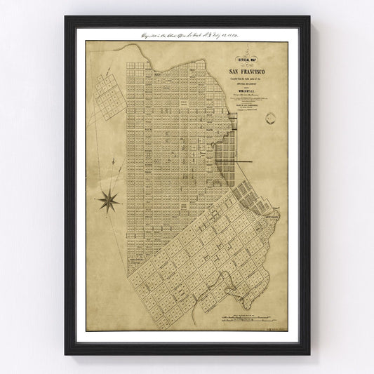 vintage map of San Francisco, California, 1849