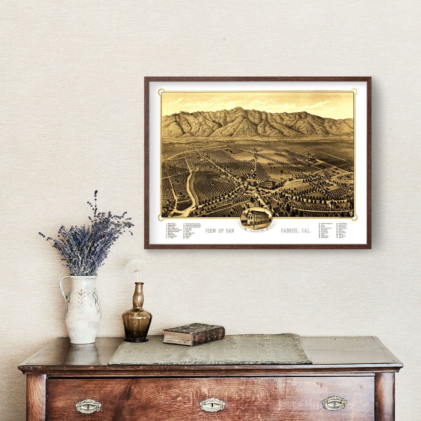 Vintage Map of San Gabriel, California, 1893