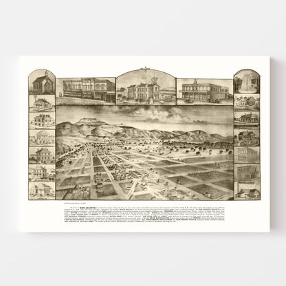 Vintage Map of San Jacinto, California, 1886
