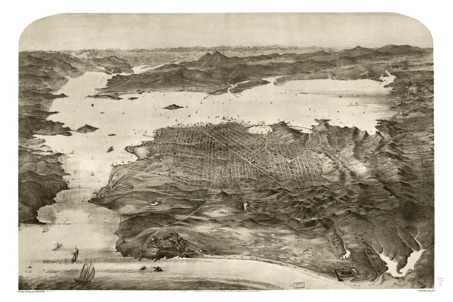 Vintage Map of San Francisco, California, 1868 III