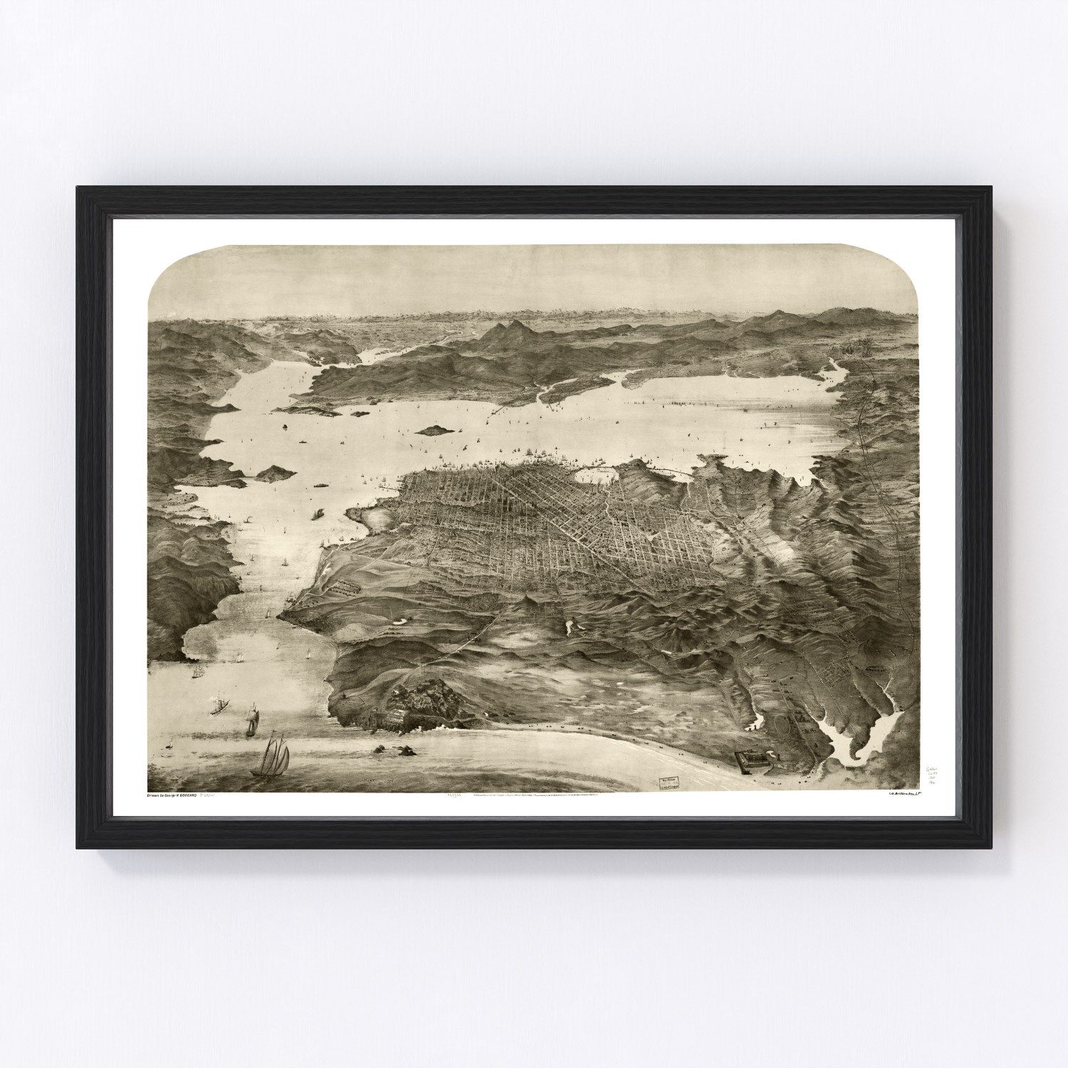 vintage map of San Francisco, California, 1868