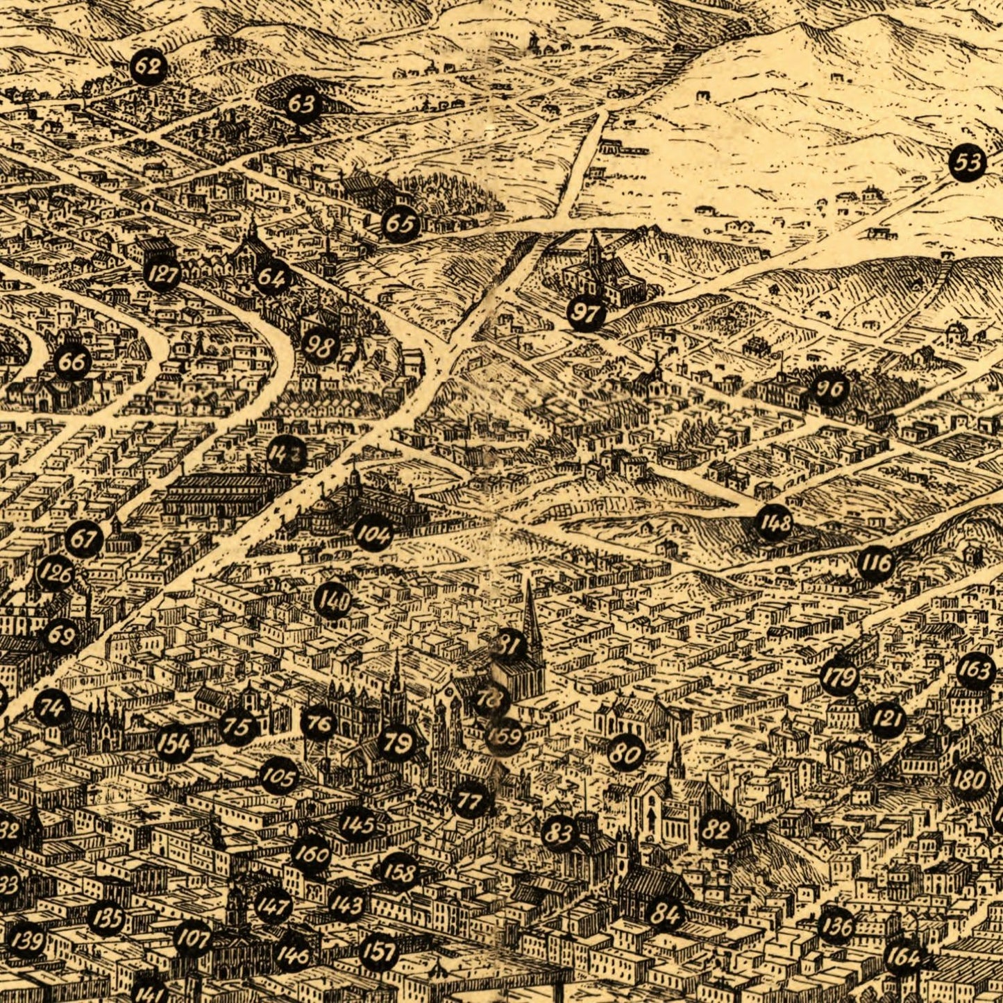 Vintage Map of San Francisco, California, 1875