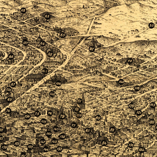 Vintage Map of San Francisco, California, 1875