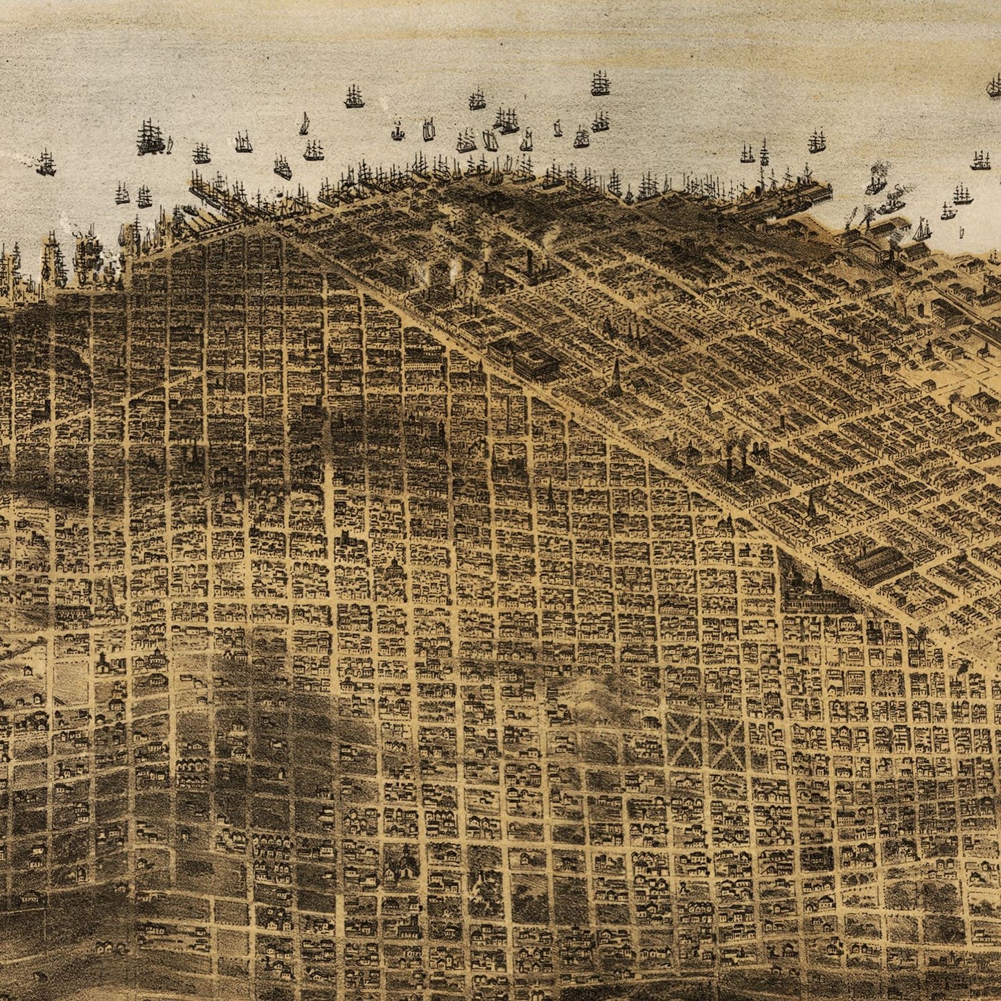 Vintage Map of San Francisco, California, 1876 II