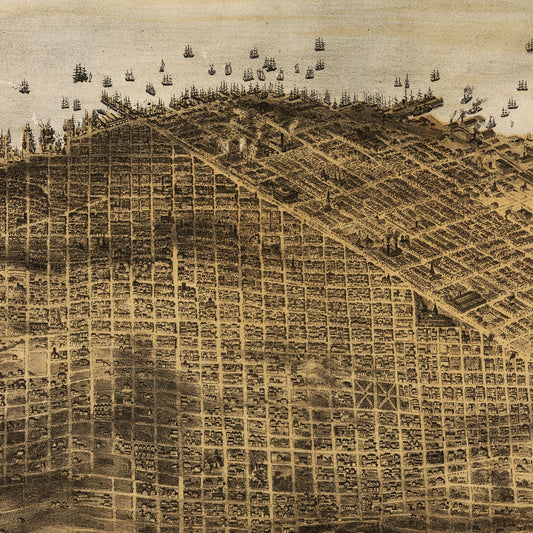 Vintage Map of San Francisco, California, 1876 II