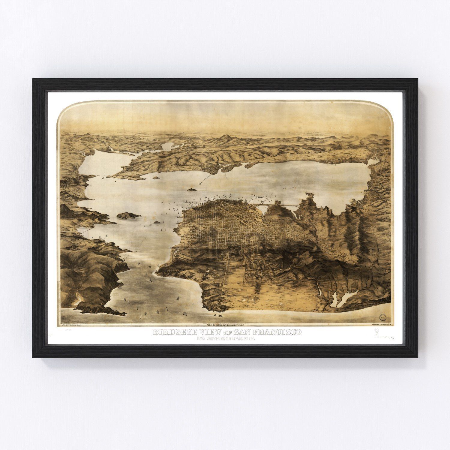 vintage map of San Francisco, California, 1876