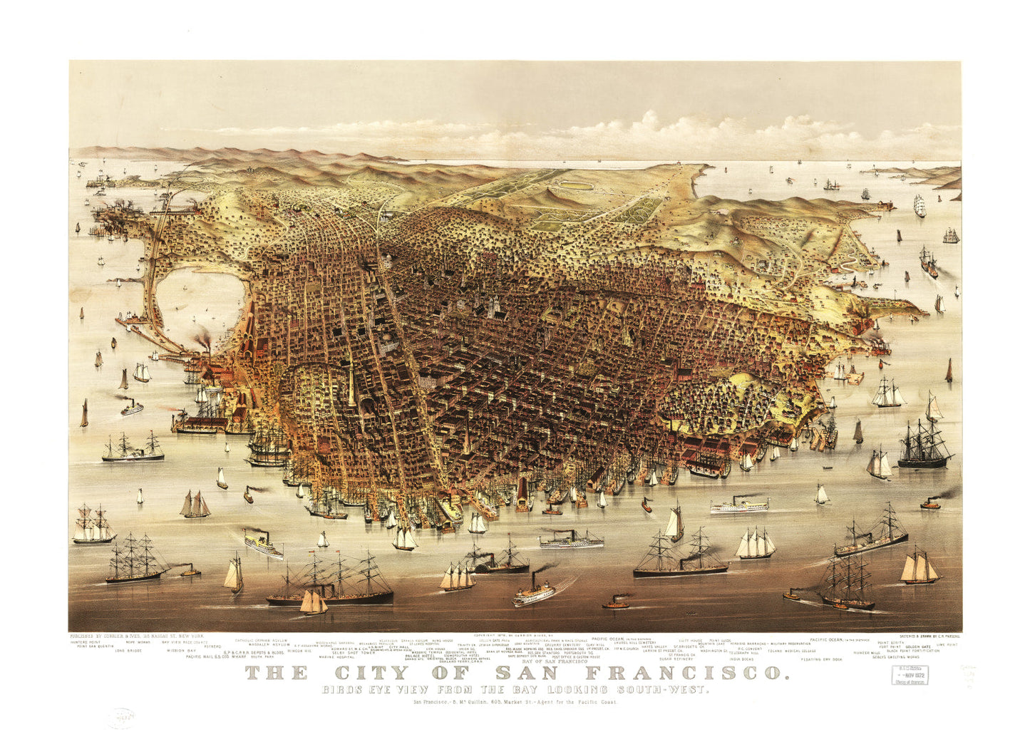 Vintage Map of San Francisco, California, 1878