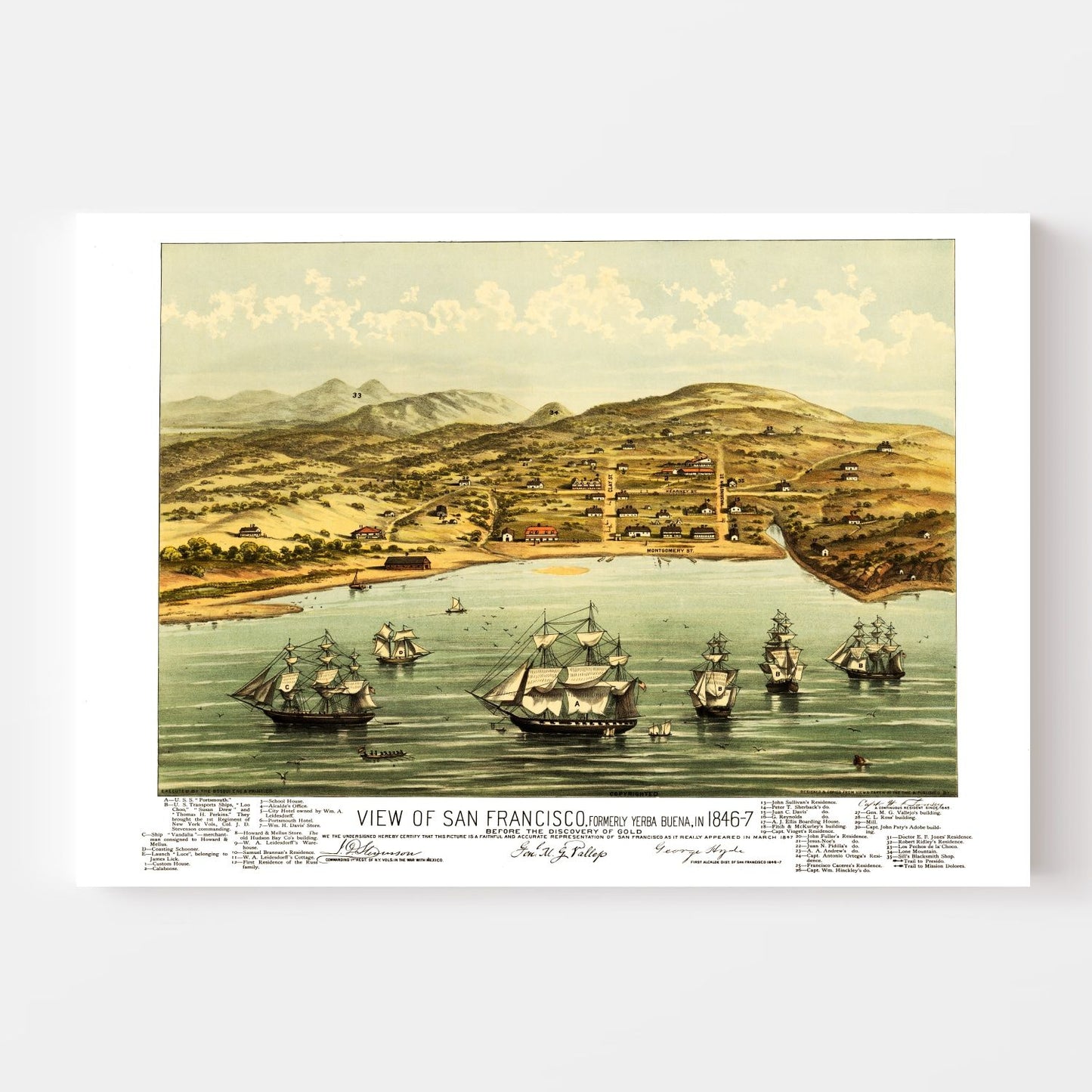 Vintage Map of San Francisco, California, 1884