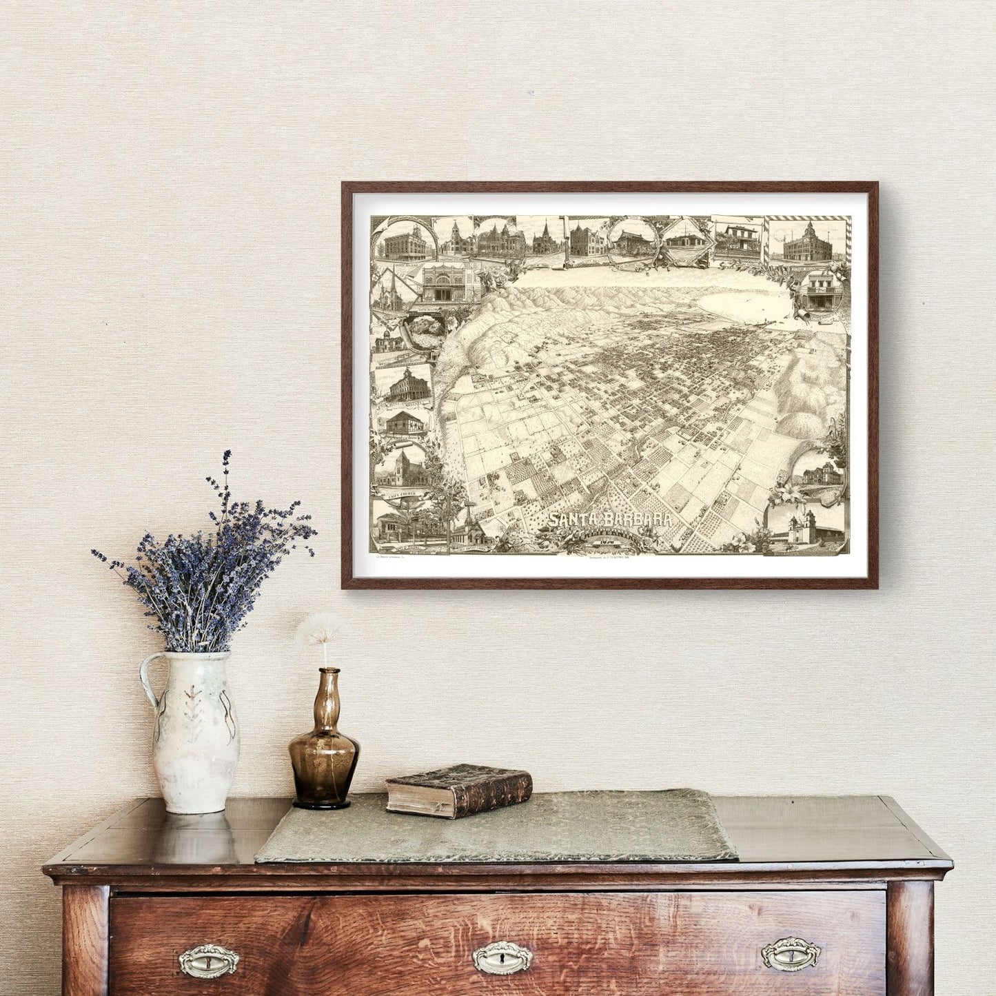Vintage Map of Santa Barbara, California, 1898