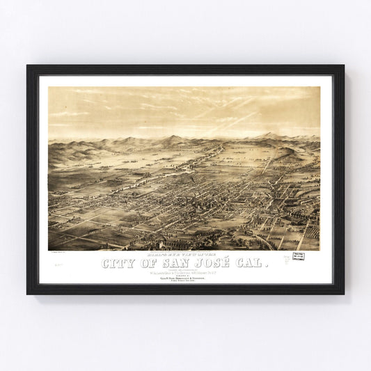 Vintage map of San Jose, California, 1869