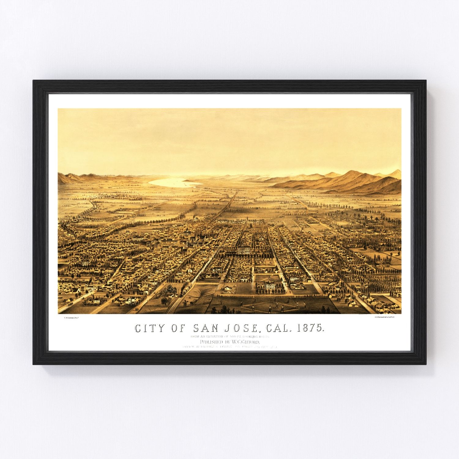 vintage map of San Jose, California, 1875