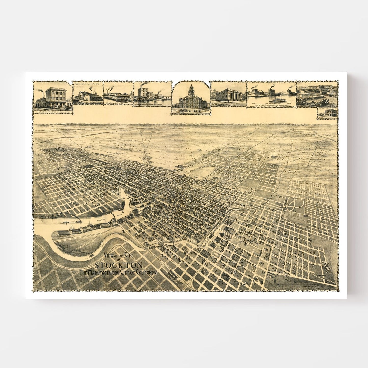 Vintage Map of Stockton, California, 1895