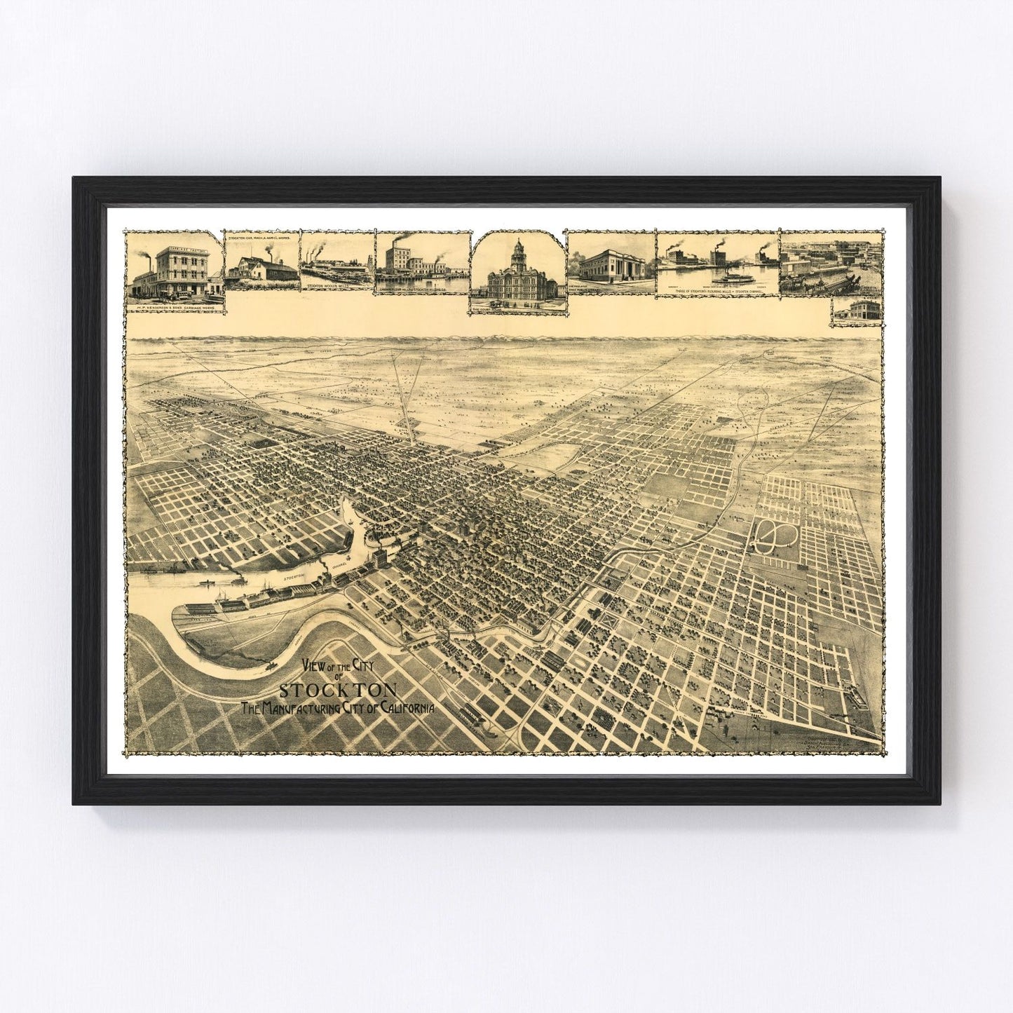 Vintage map of Stockton, San Joaquin County, California, 1895