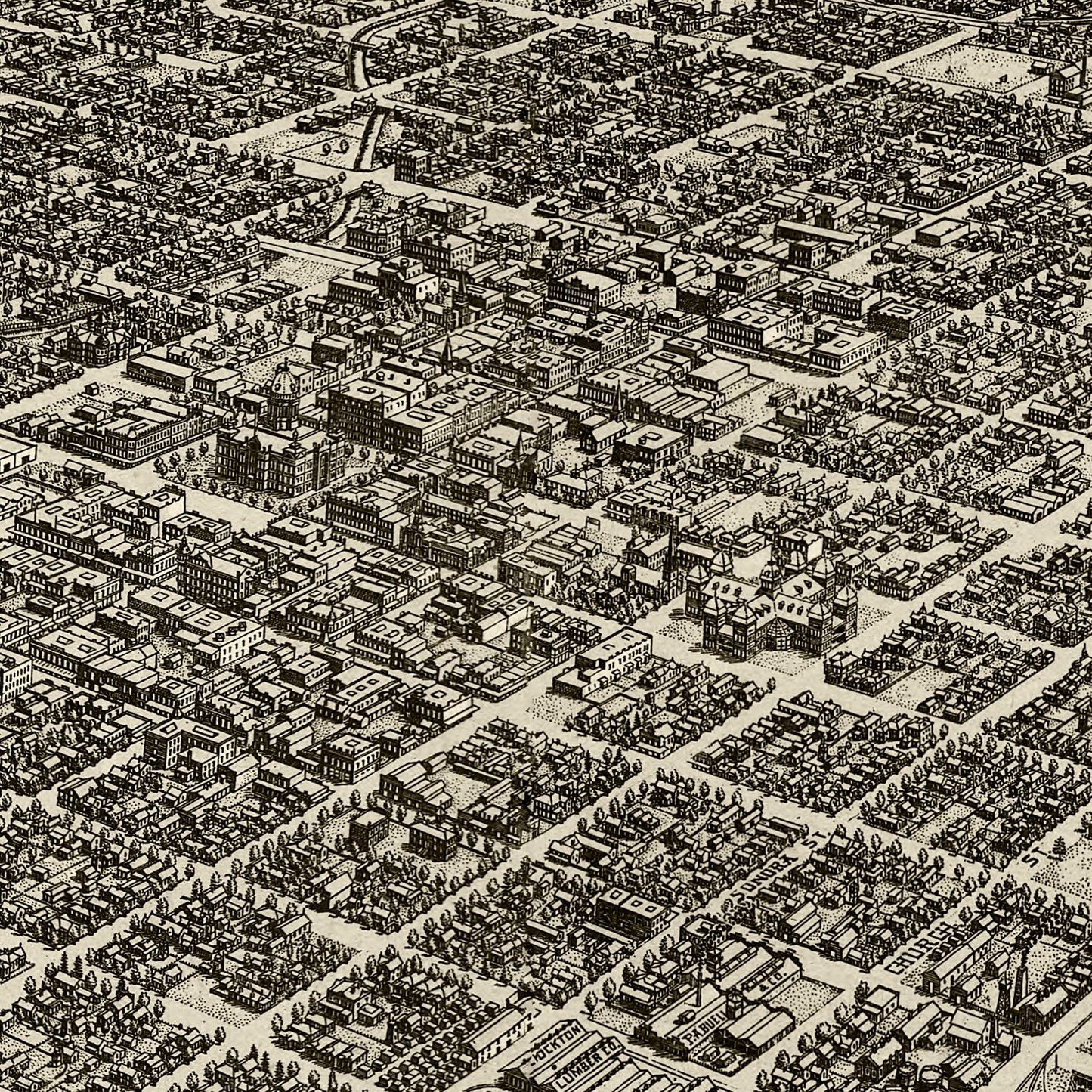 Vintage Map of Stockton, California, 1890