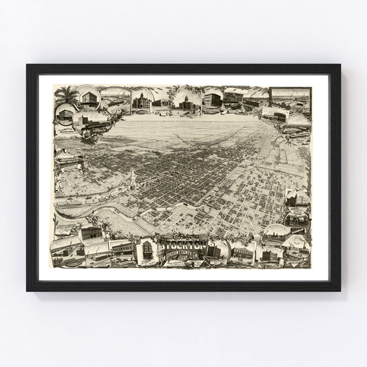 Vintage map of Stockton, San Joaquin County, California, 1890