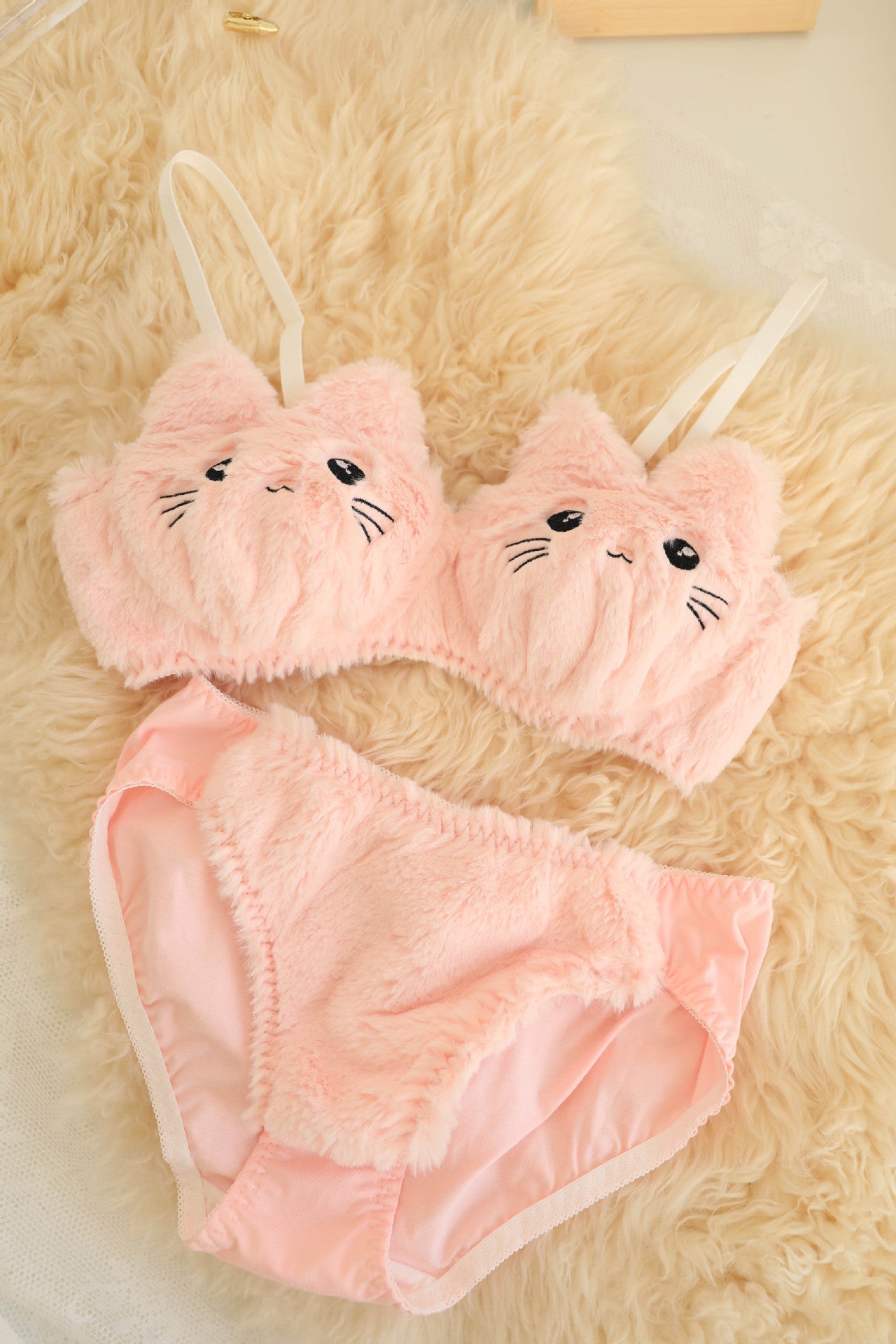 Teddy Bear Lingerie Set – Cozy Kawaii Plush Bra & Panty