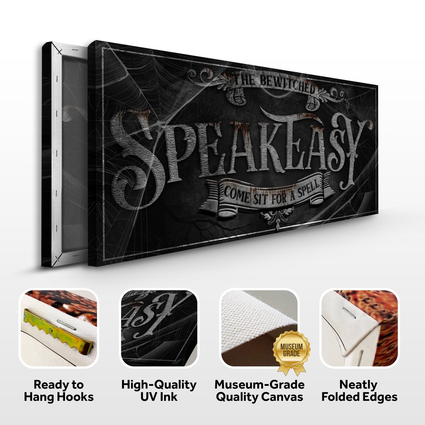 Wicked Witches Graveyard Bar Halloween Canvas Wall Art