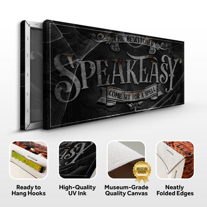 Wicked Witches Graveyard Bar Halloween Canvas Wall Art