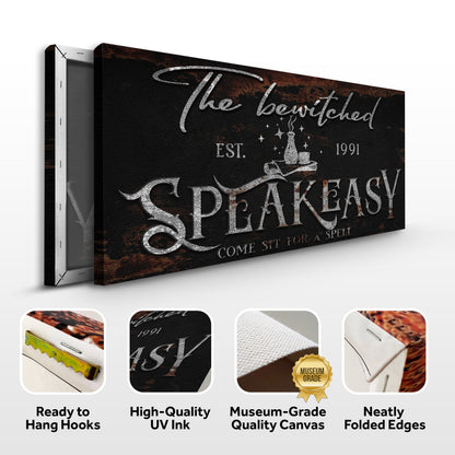 Bewitched Speakeasy Halloween Canvas Wall Art Sign