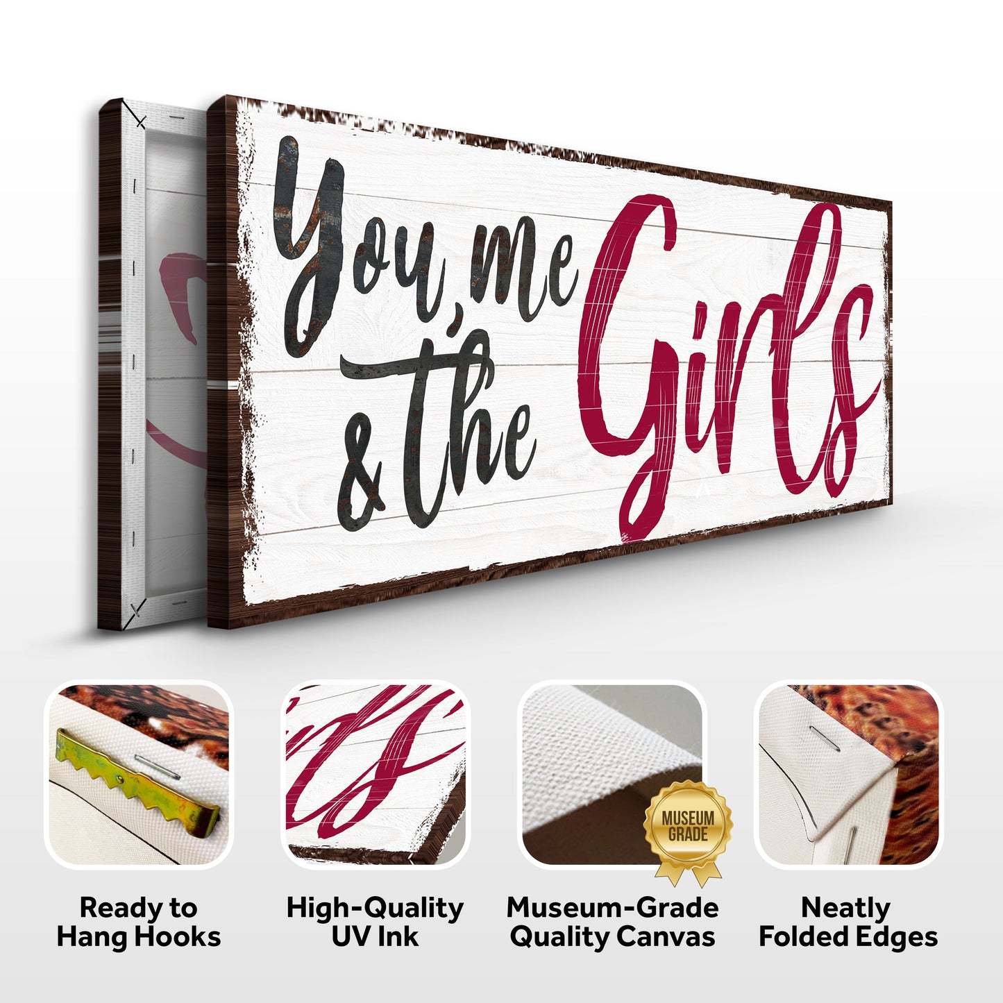 You Me and the Girls Rustic Canvas Wall Art