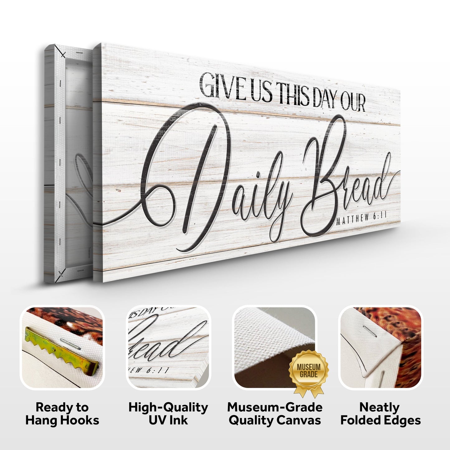 Give Us This Day Our Daily Bread Faith Canvas Sign - Style III