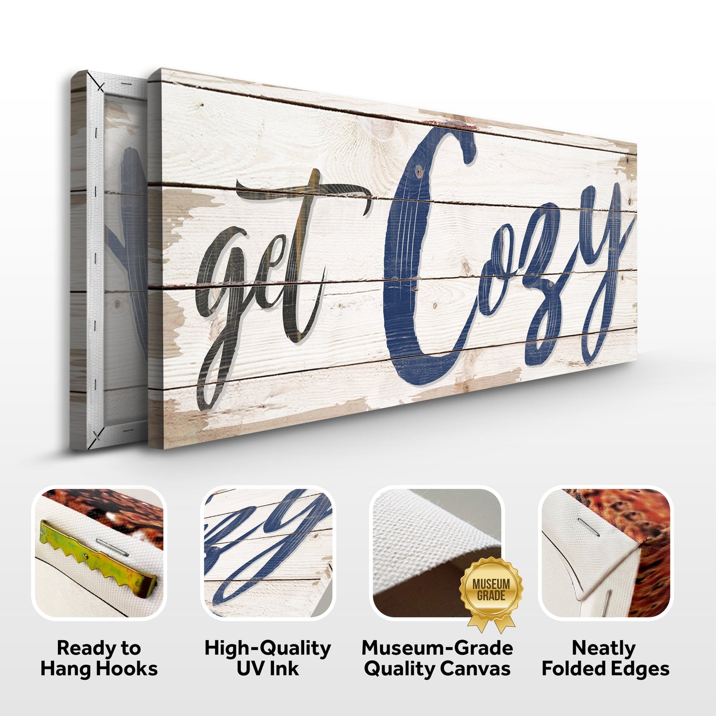 Get Cozy Canvas Wall Art Sign - Rustic Style