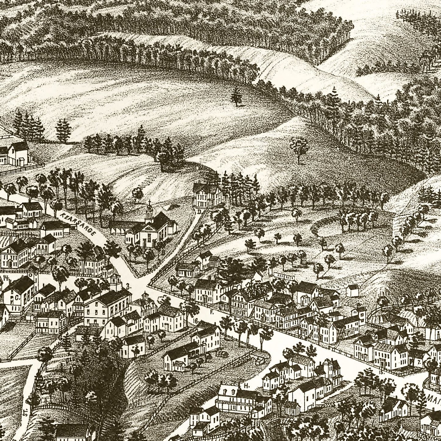 Vintage Map of Warner, New Hampshire, 1887 Wall Art
