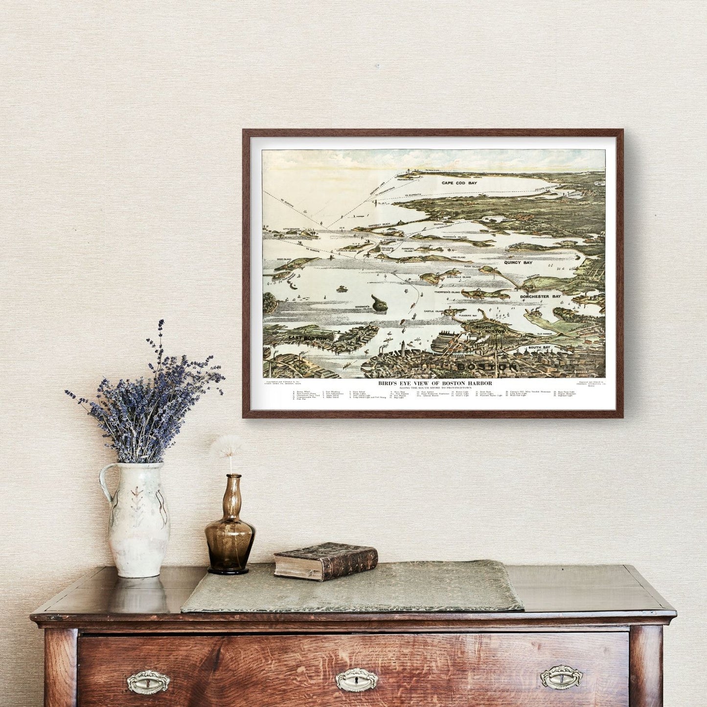 Vintage Map of Boston Harbor, Massachusetts, 1920
