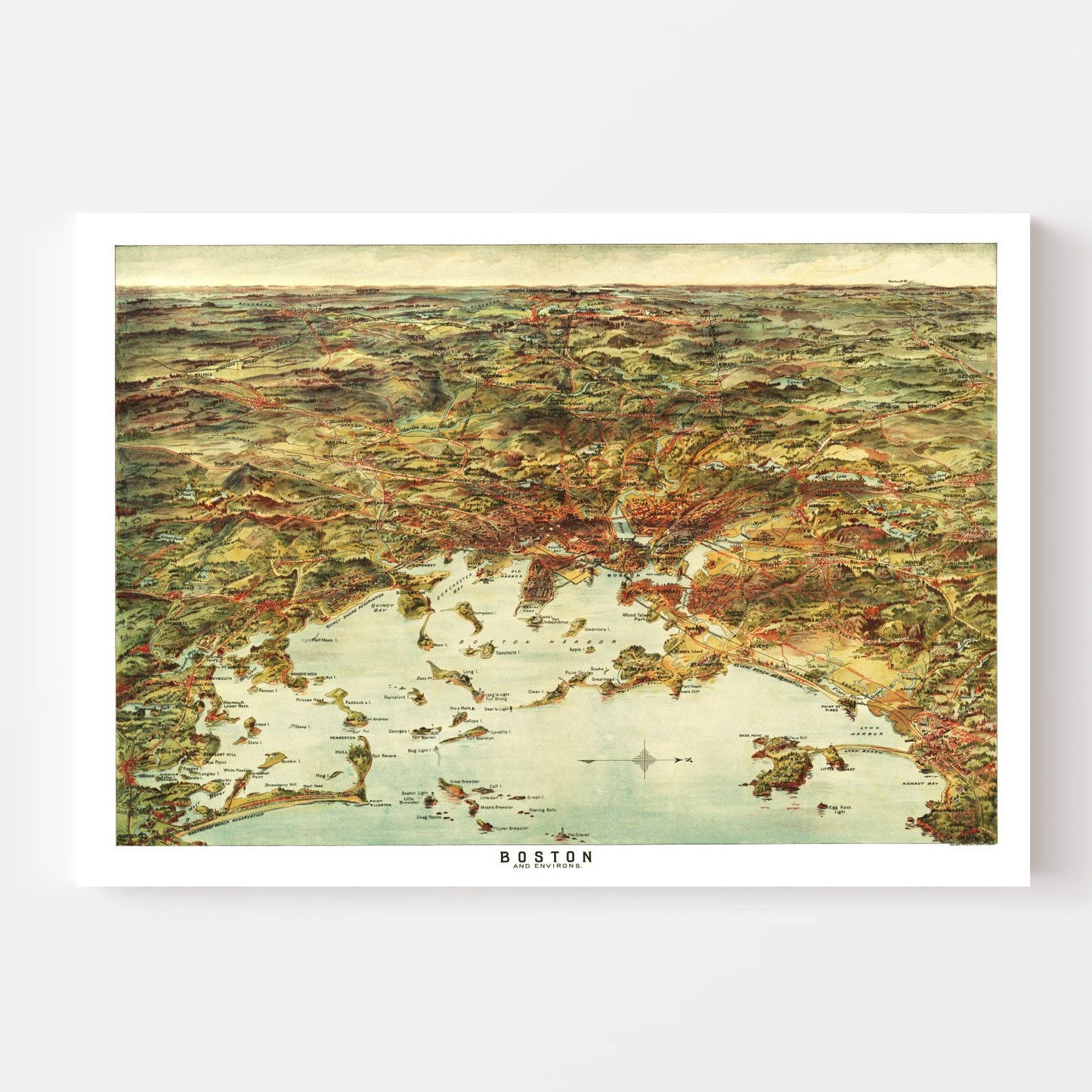 Vintage Map of Boston, Massachusetts, 1905 (A)