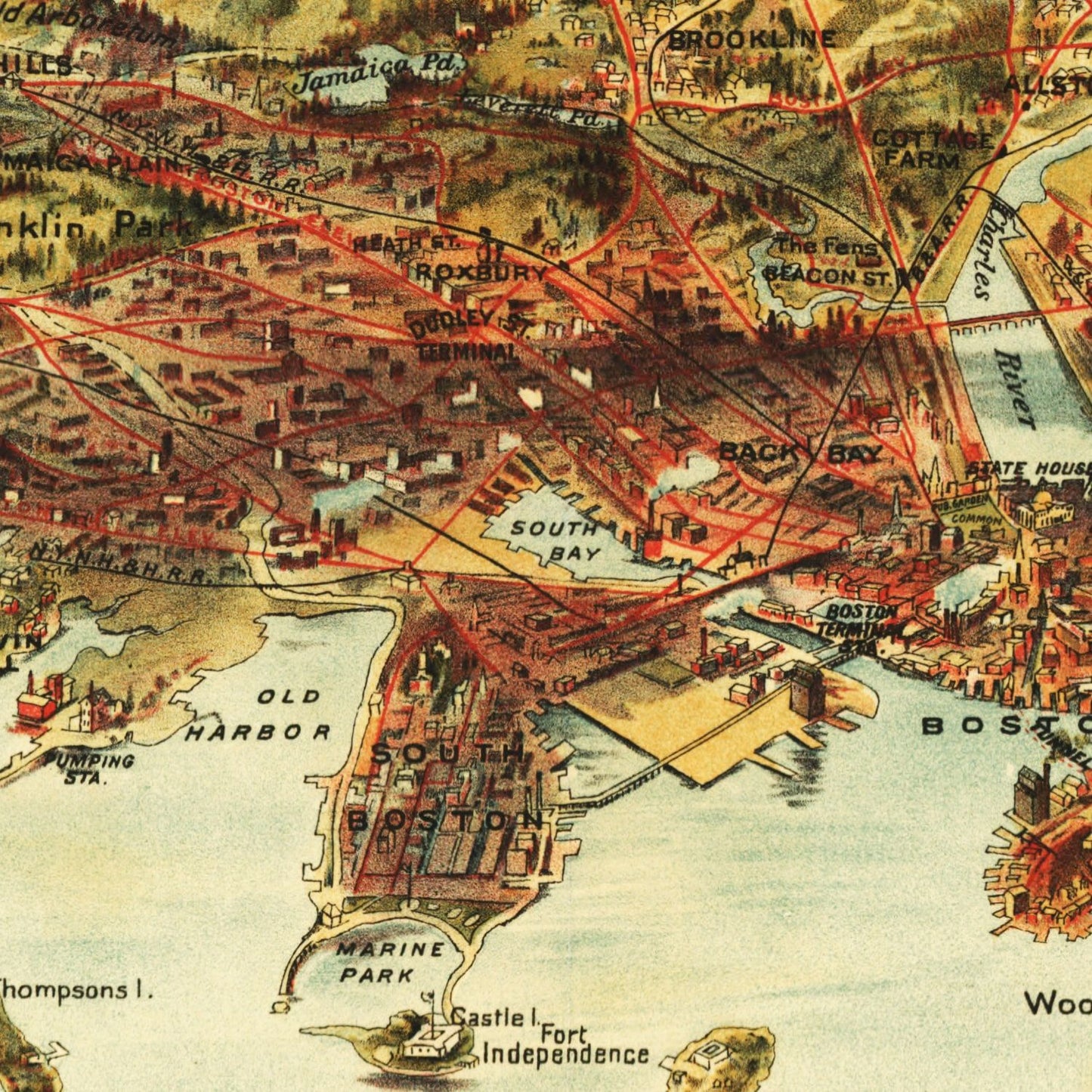 Vintage Map of Boston, Massachusetts, 1905 (A)