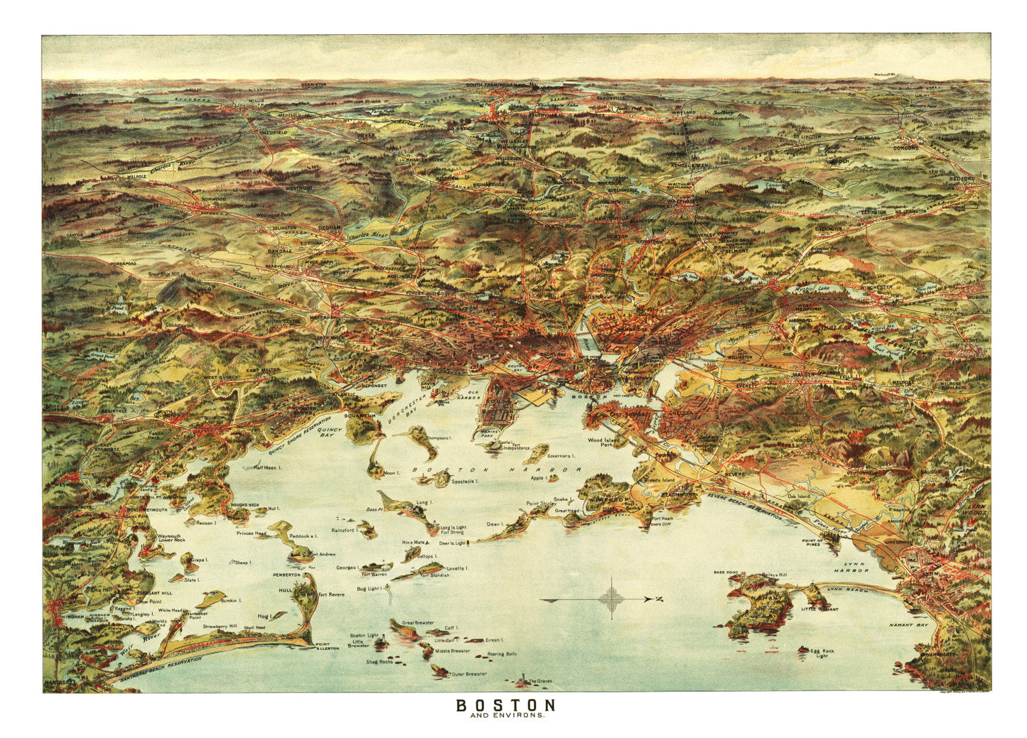 Vintage Map of Boston, Massachusetts, 1905 (A)