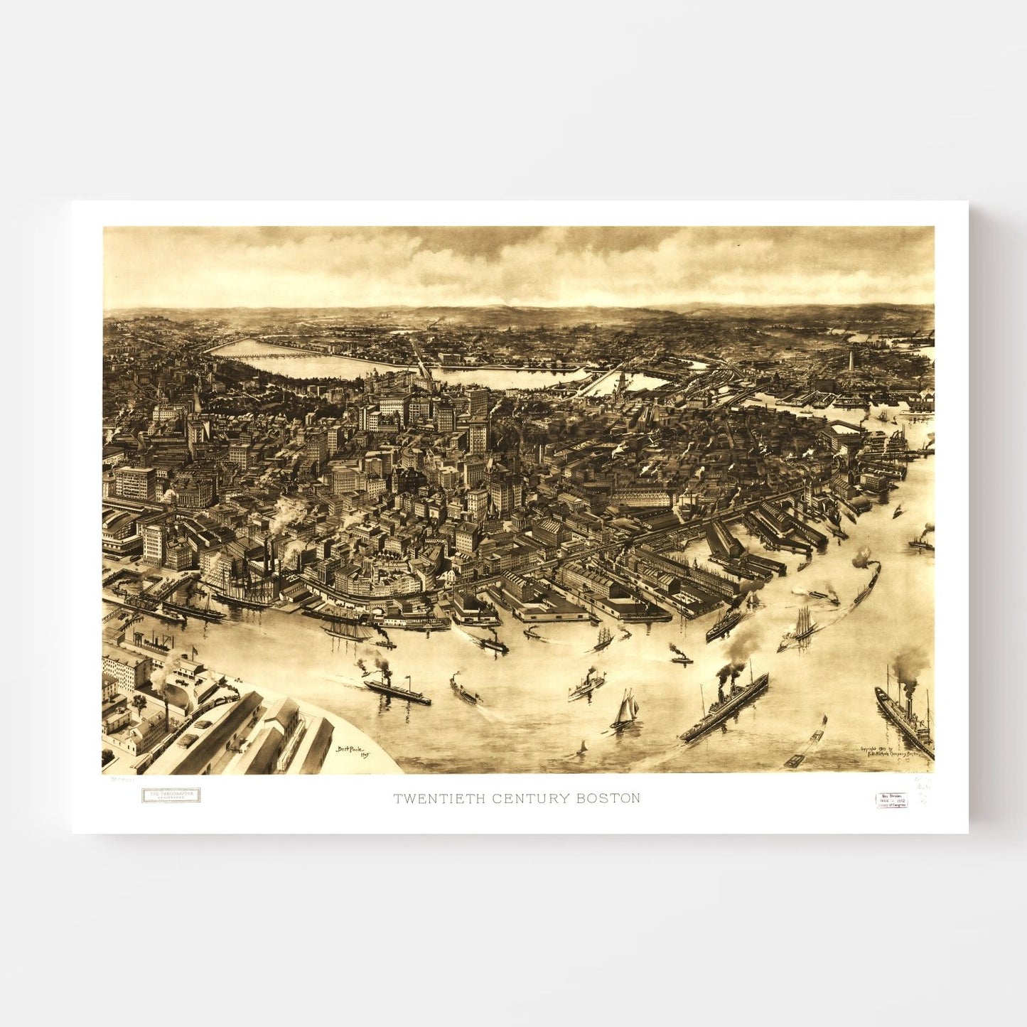 Vintage Map of Boston Massachusetts 1905 Wall Art