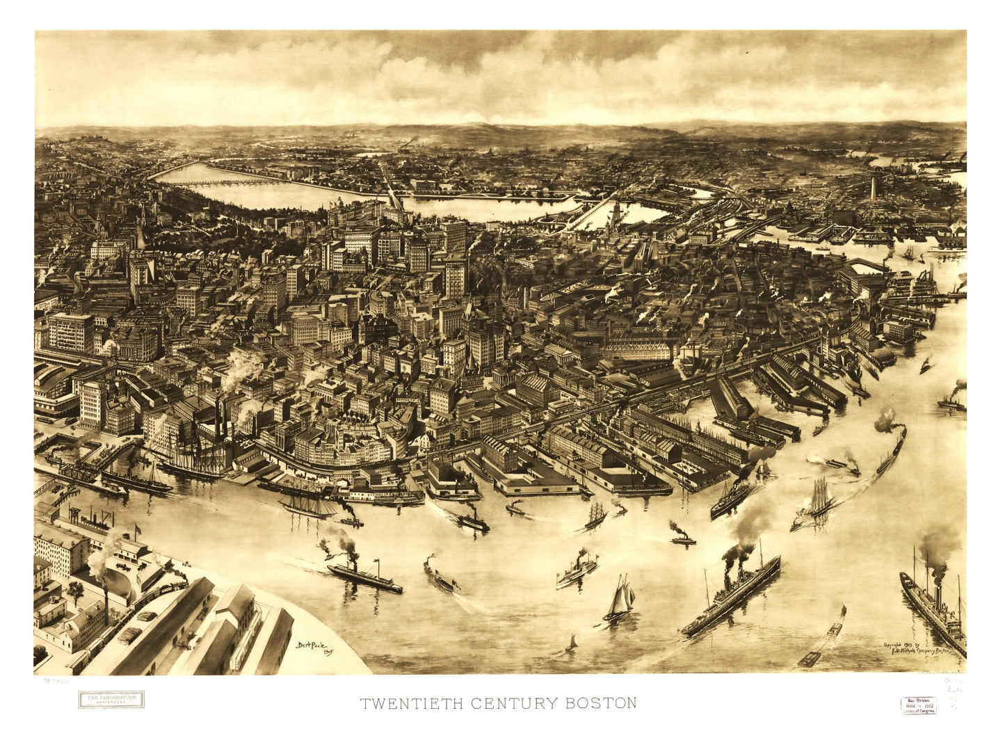 Vintage Map of Boston Massachusetts 1905 Wall Art