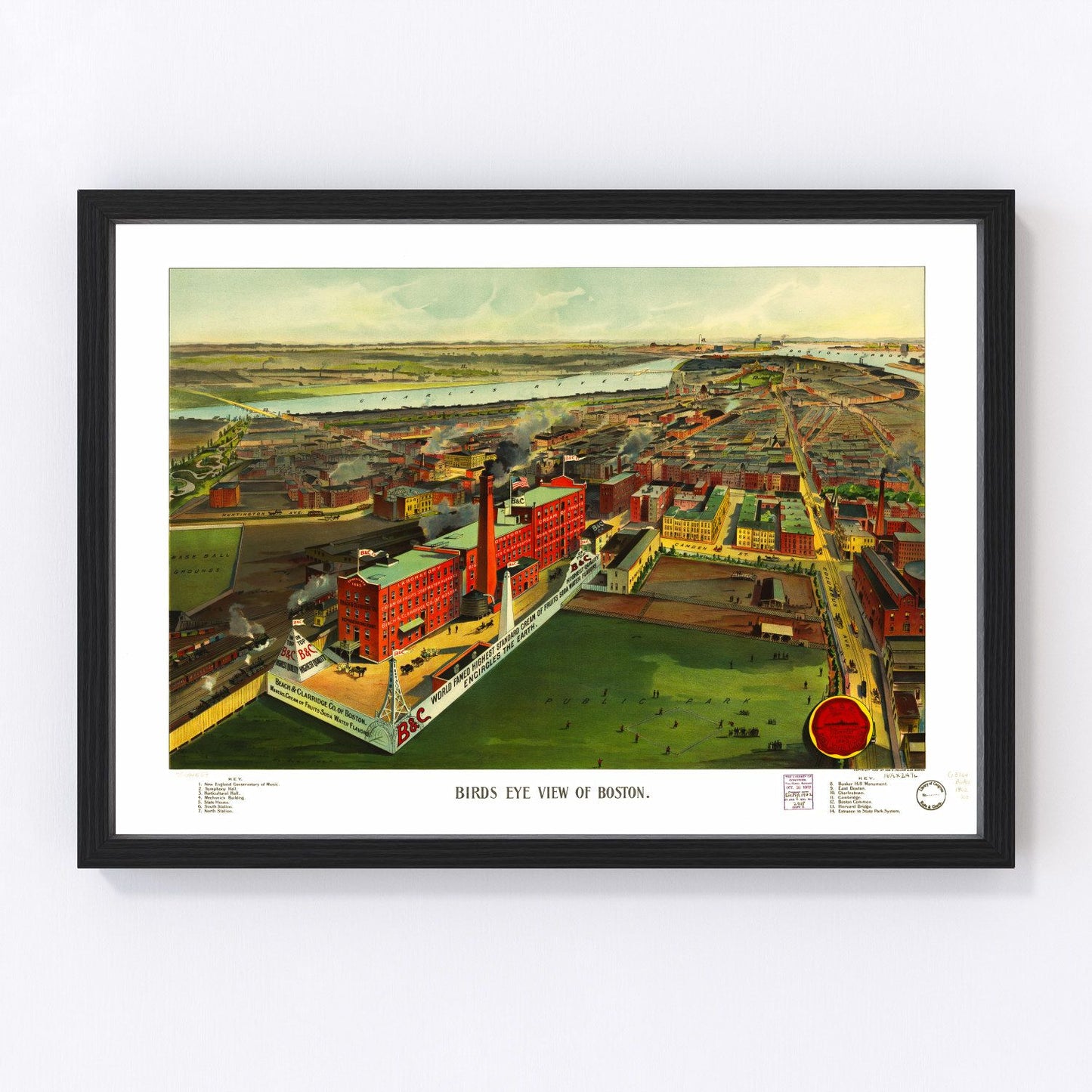 Vintage map of Boston Massachusetts, 1902, digitally restored print