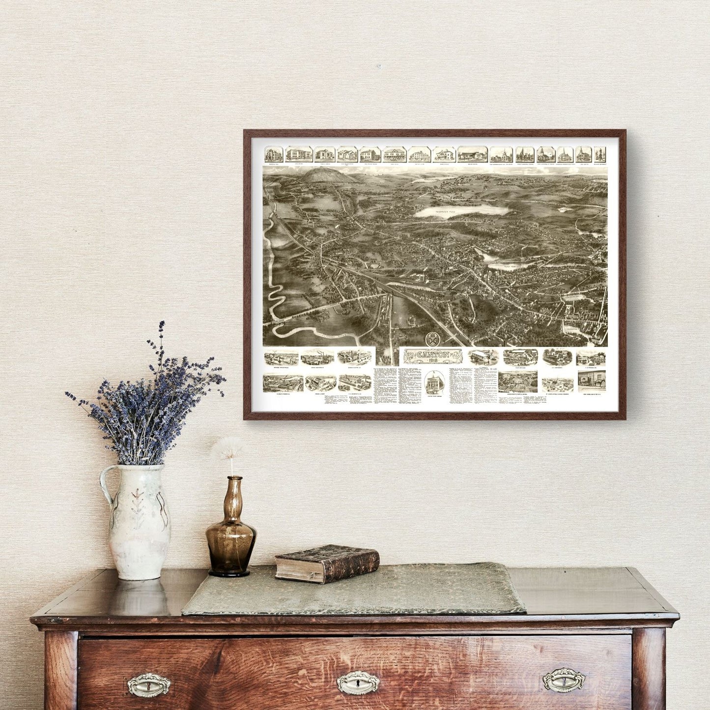 Vintage Map of Canton, Massachusetts, 1918