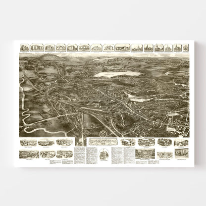 Vintage Map of Canton, Massachusetts, 1918