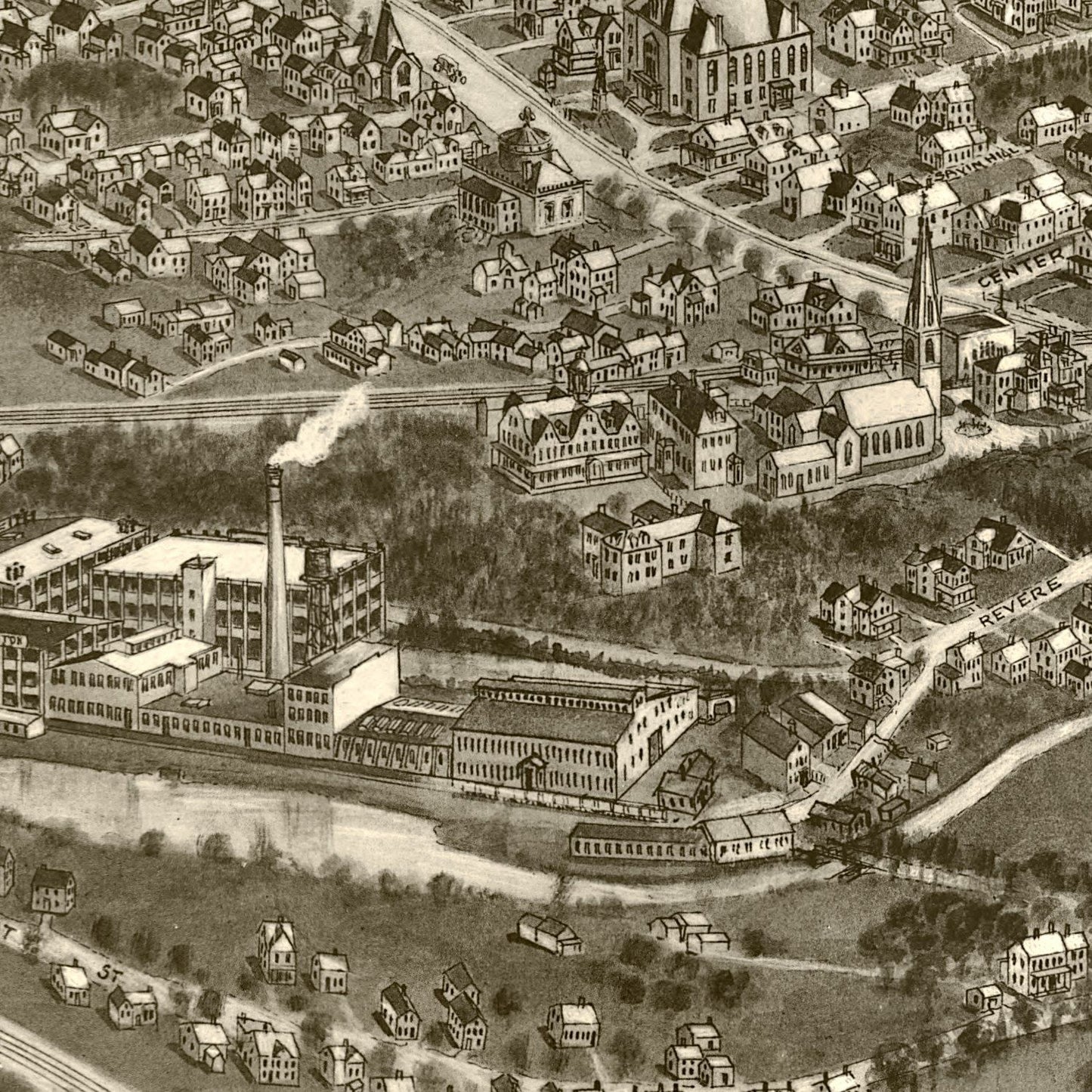 Vintage Map of Canton, Massachusetts, 1918