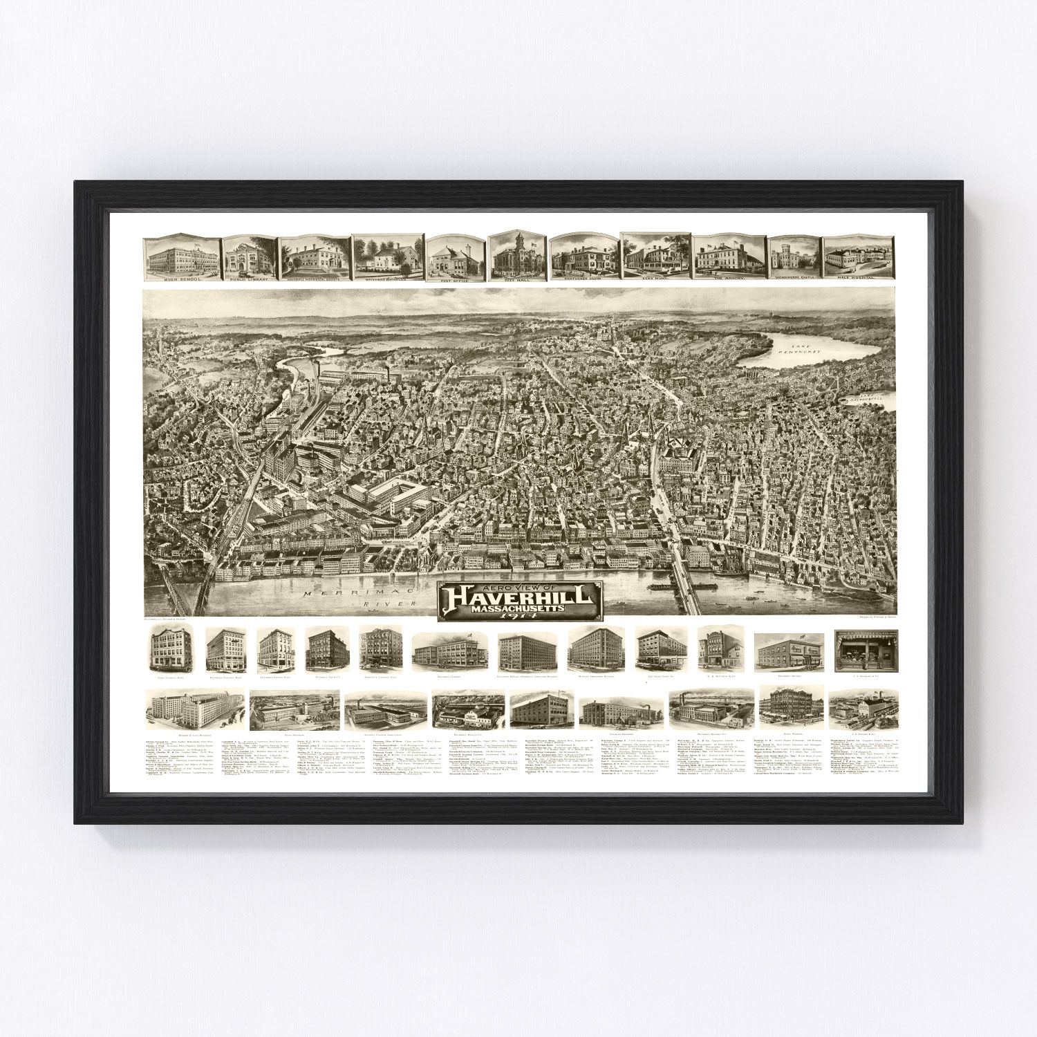 Vintage map of Haverhill, Massachusetts, 1914