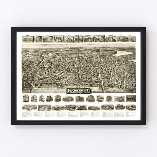Vintage map of Haverhill, Massachusetts, 1914