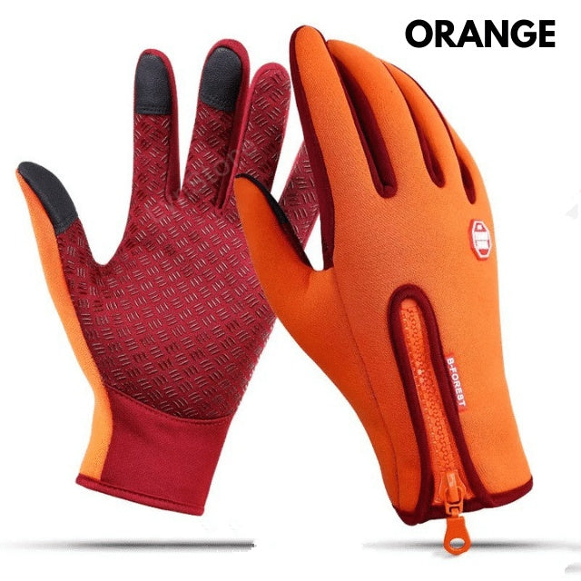 orange waterproof touchscreen winter gloves