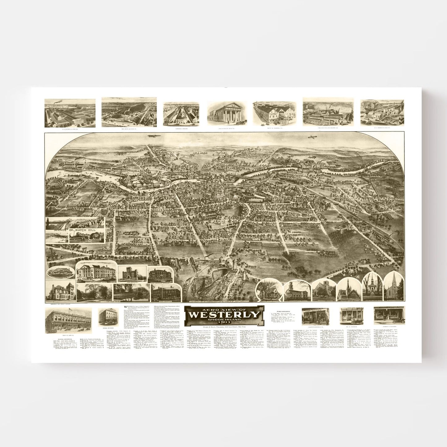 Vintage Map of Westerly, Rhode Island 1911